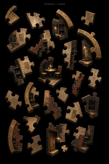 Common original reference art with distinct structures in relation