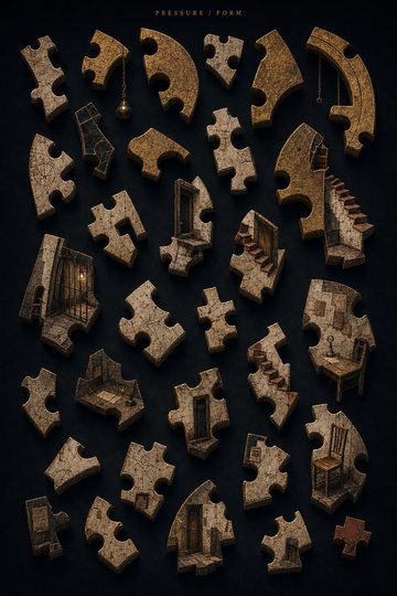 Pressure original reference art with compressed puzzle structures