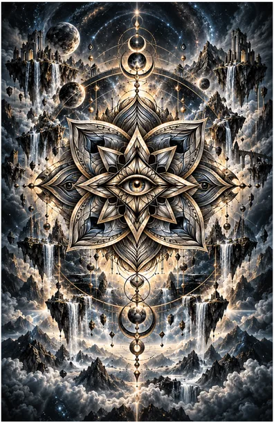 A celestial eye and atmospheric architecture invite a second look.