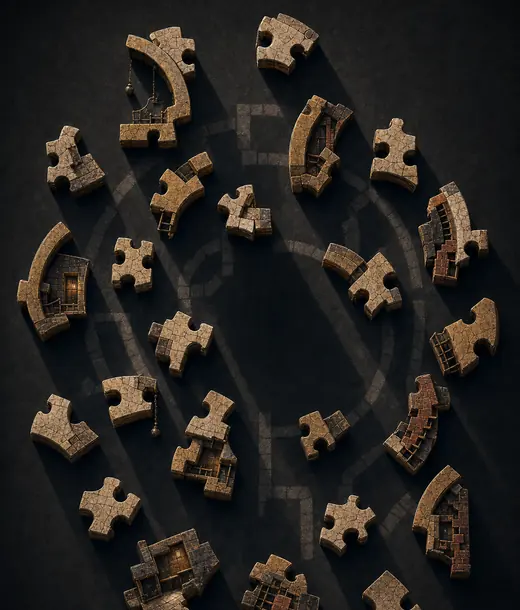 Fragments form a quiet recurring orbital pattern.