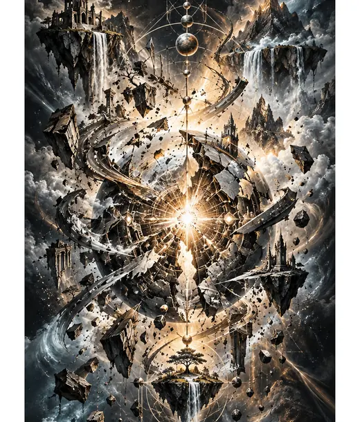 An immense cosmic structure ruptures around a luminous core.