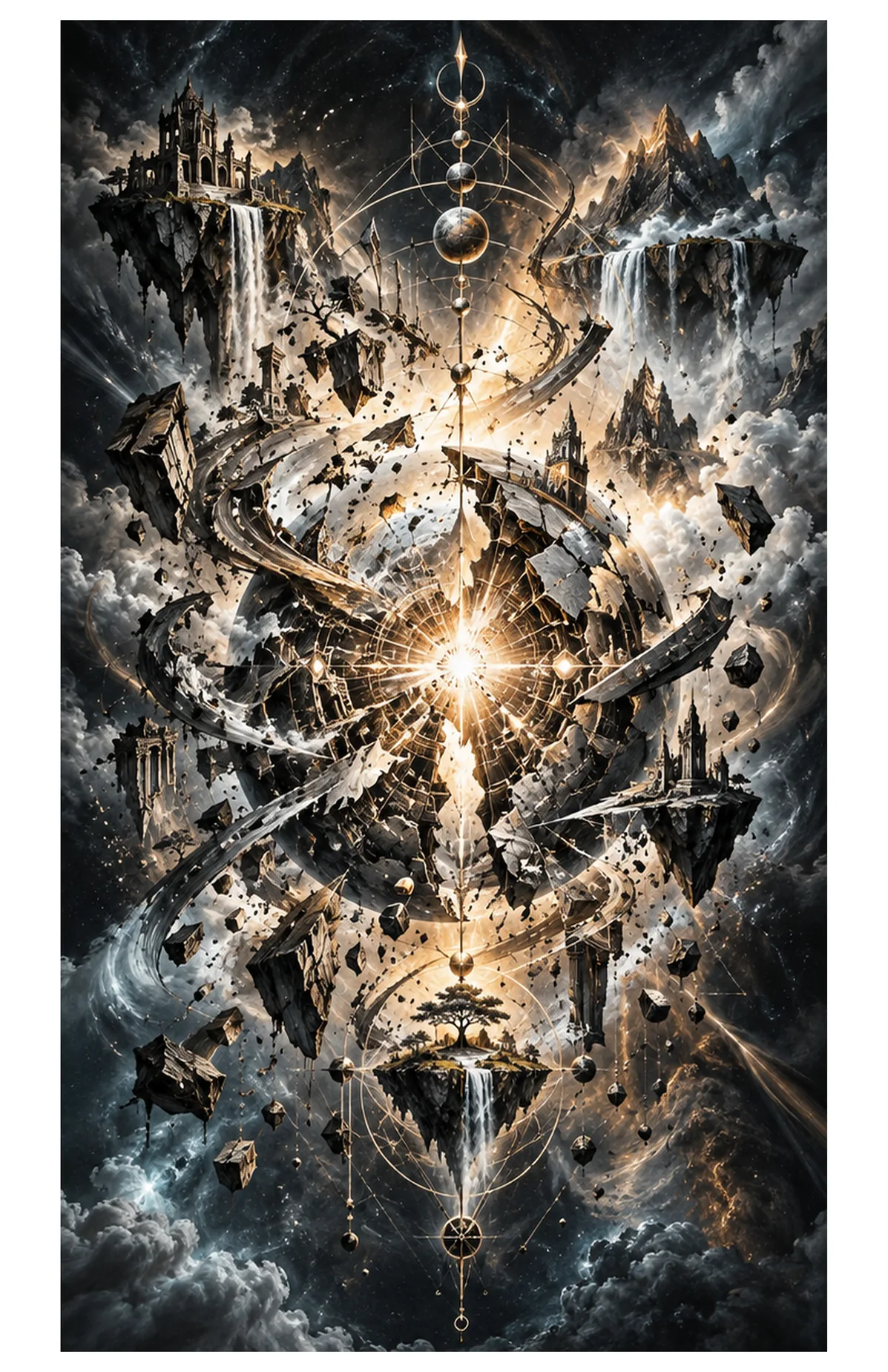 An immense cosmic structure ruptures around a luminous core.